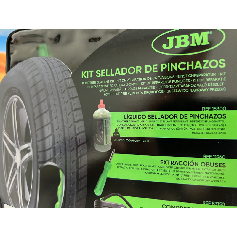 Kit per riparare le forature auto: liquido sigillante + compressore d'aria
